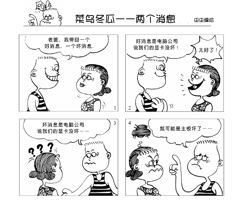 《电脑报》漫画：《菜鸟冬瓜》—两个消息